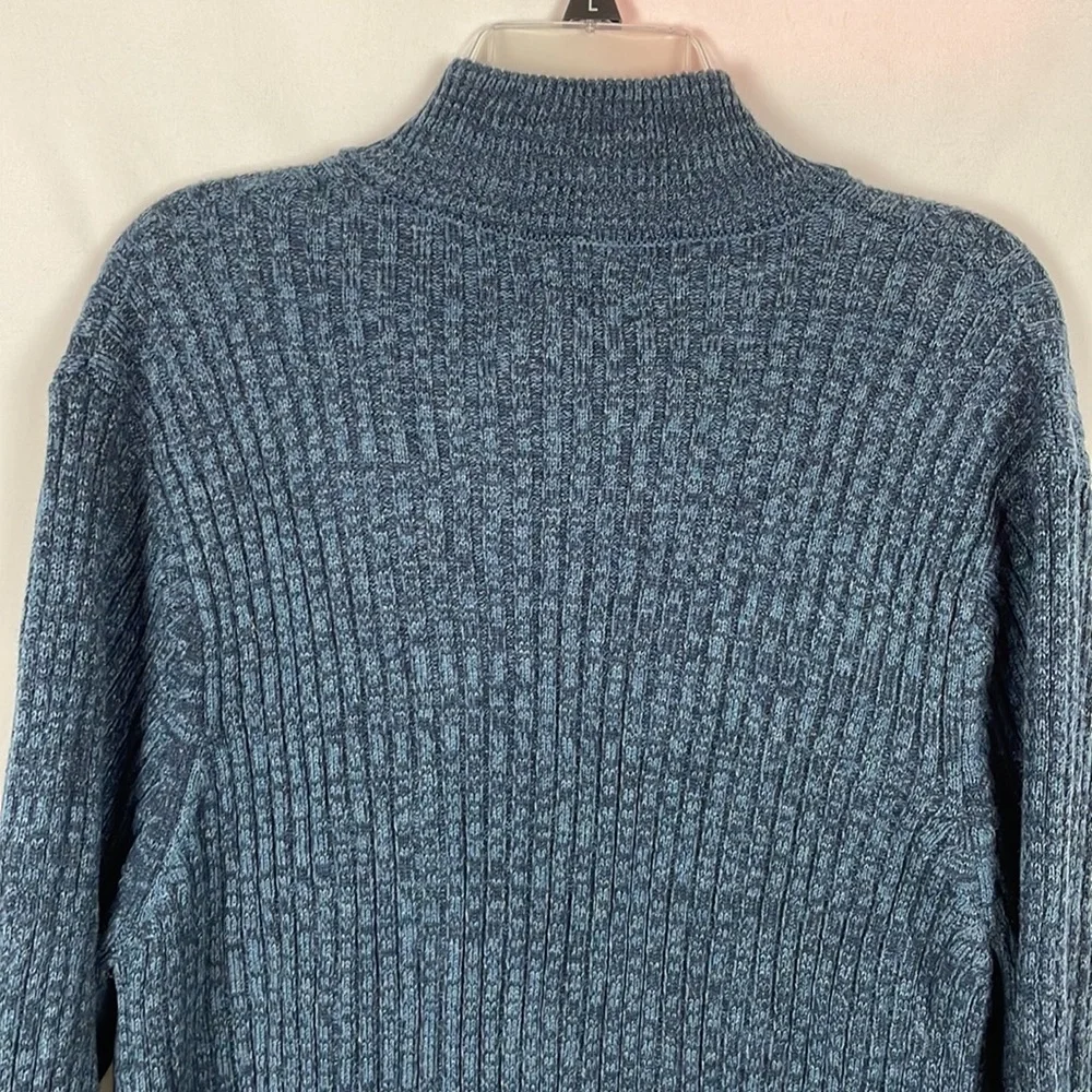 Northwest Territory Marled Blue Front Zip Long Sleeve Ribbed Sweater - Size XL
